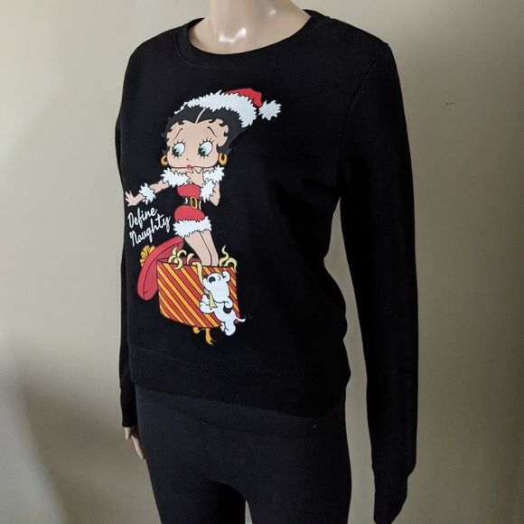 Better Boop Naughty ugly Christmas holiday crewneck sweater, women's small - Picture 3 of 6